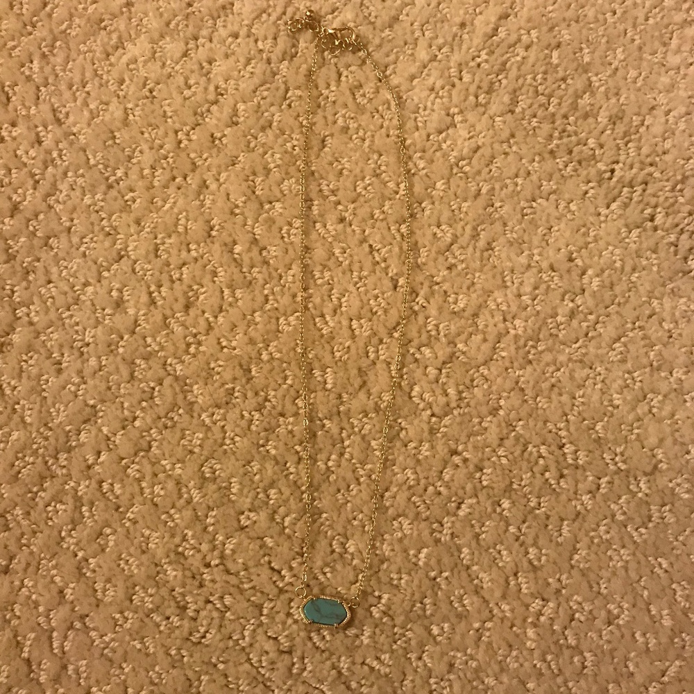 Gold Plated Aqua Stone Pendant Necklace - Picture 1 of 3